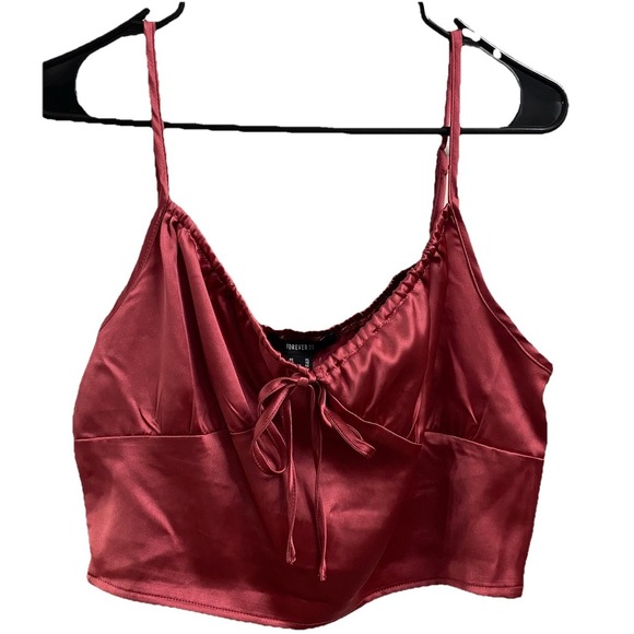 Forever 21 Tops - FOREVER 21 Juniors Women's Satin Camisole Top Brick Red Bodice Sz.XL NWT